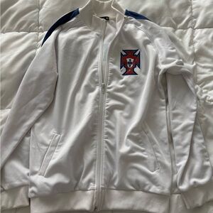 PORTUGAL White Track Jacket with Blue Accents, Women’s XS